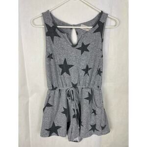 Anthropologie Saints and Hearts grey star print romper size S Whimsical Casual